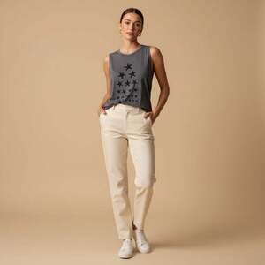 Sunset & Rose Starfish Graphic Muscle Tank Top Slate Blue Wide Neck M/L